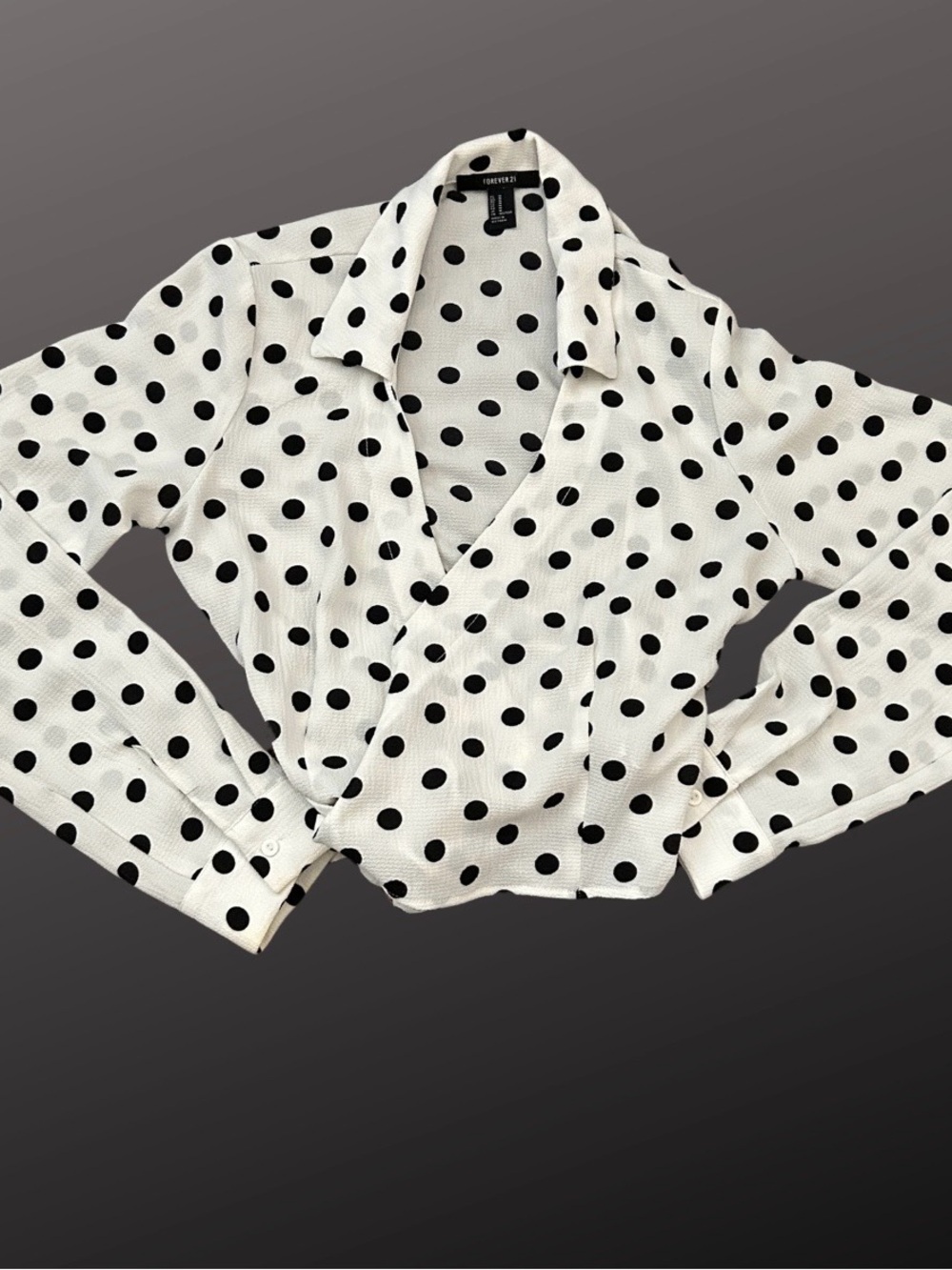 Express White/Black Polka Dot Wrap Blouse